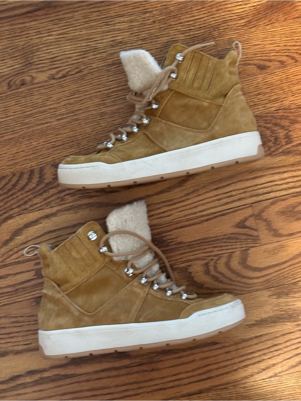 Marc Fisher LTD Mally Suede High Top Sneaker Bootie - Tan/Beige - Size 7